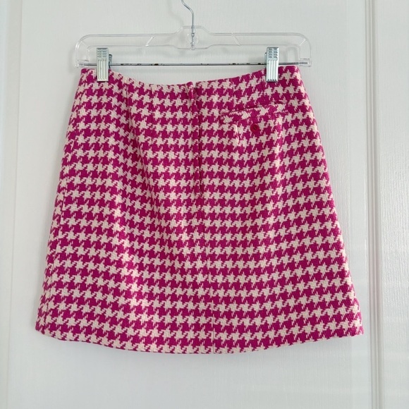 Lilly Pulitzer Vintage Pink A Line Houndstooth Wool Skirt Sz 0 - Picture 2 of 6